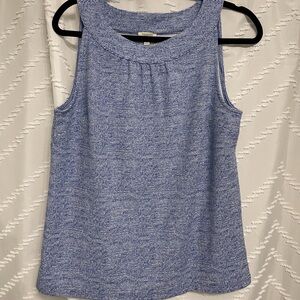 Talbots Blue and White Knit Textured Tank Top Size Medium